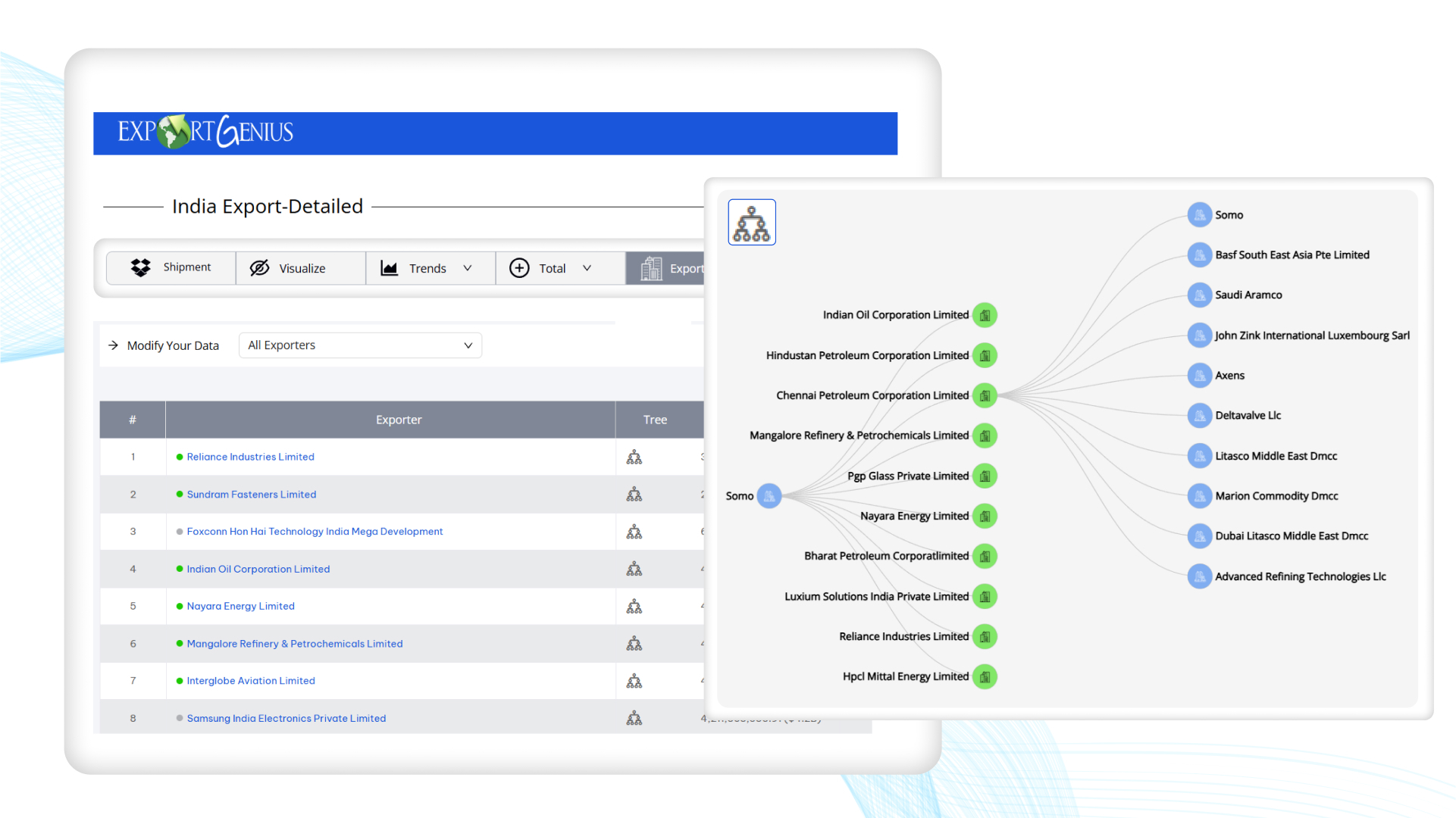 screenshot of Export Genius
